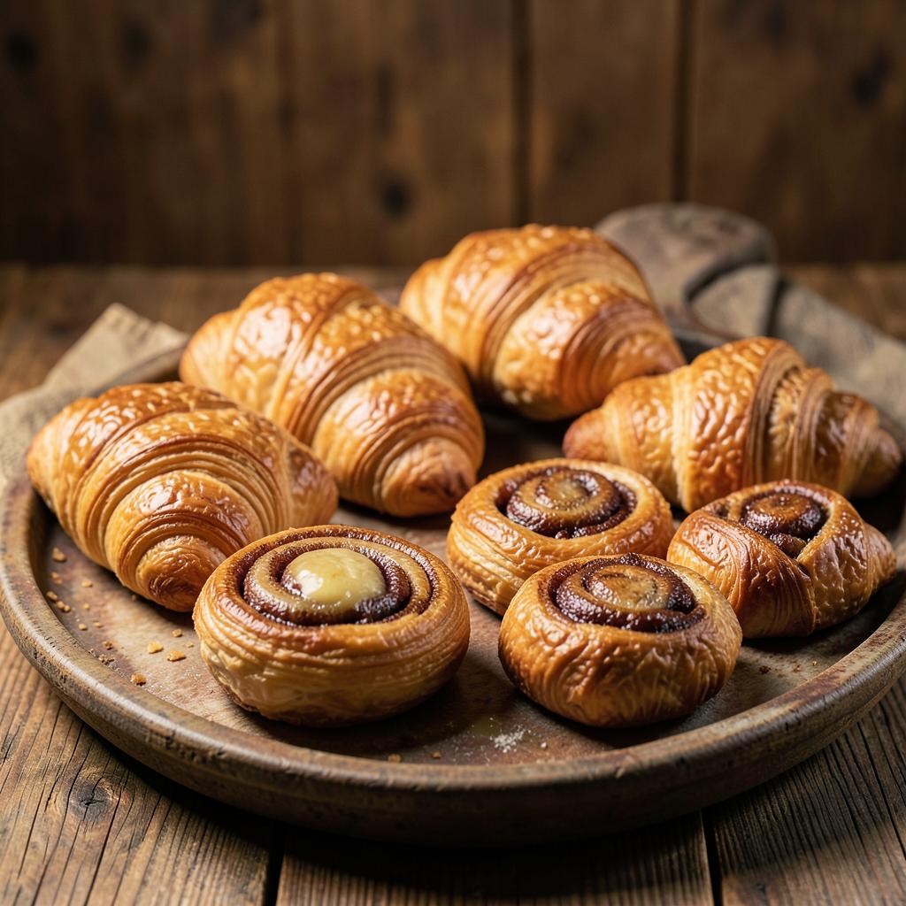 Croissants e doces artesanais na vitrine da Avenida